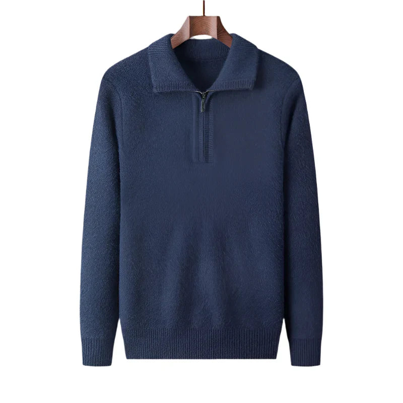 Pull tricoté à demi-fermeture éclair pour hommes - Lauro