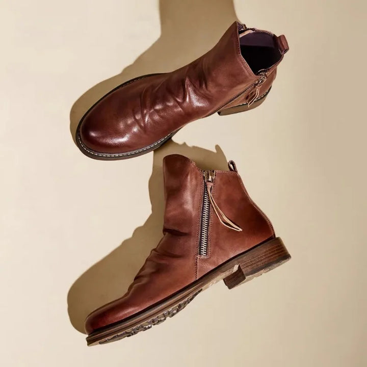 Bottines en cuir pour hommes avec fermeture éclair sur le côté - Alex