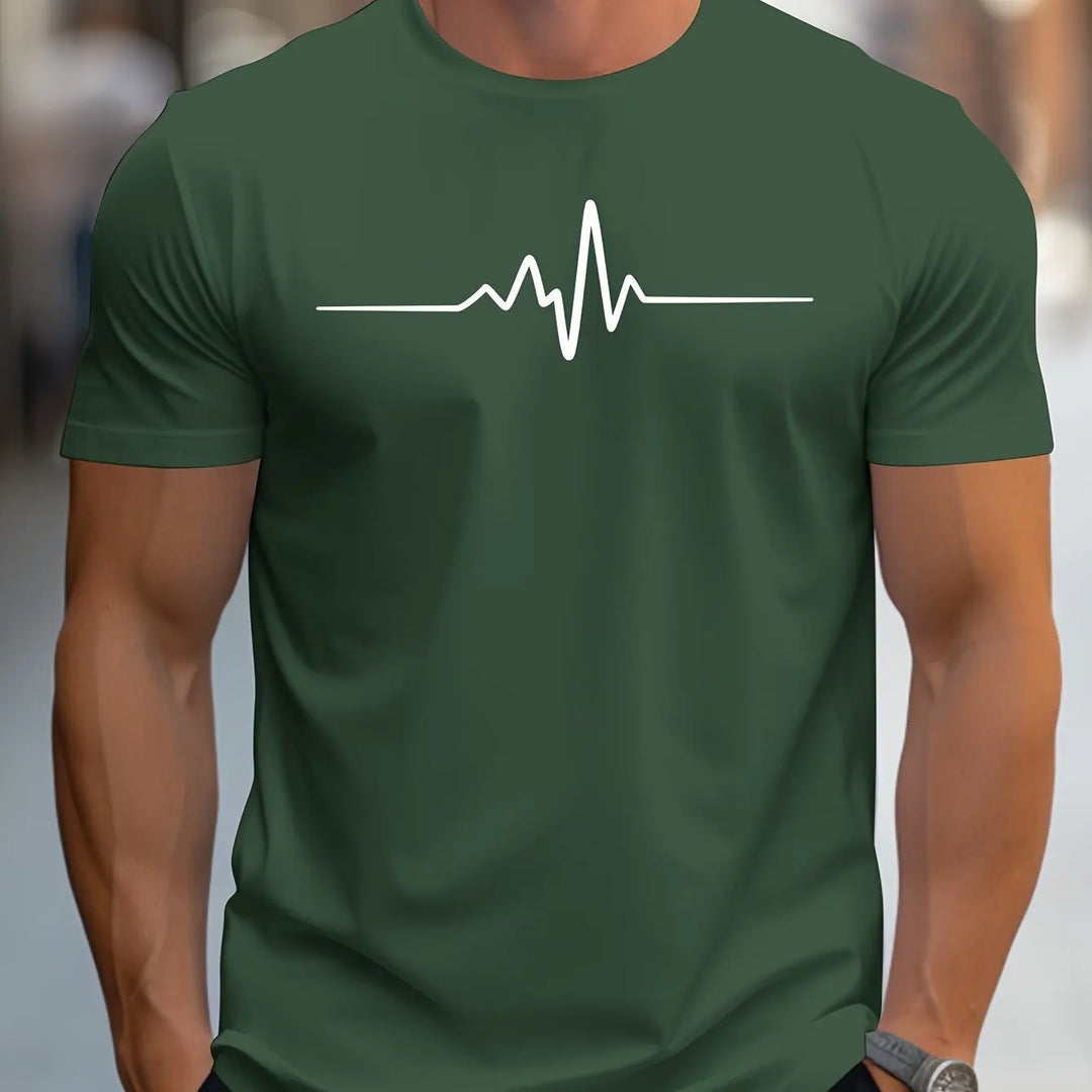 T-shirt homme slim-fit à manches courtes avec impression de battements de cœur