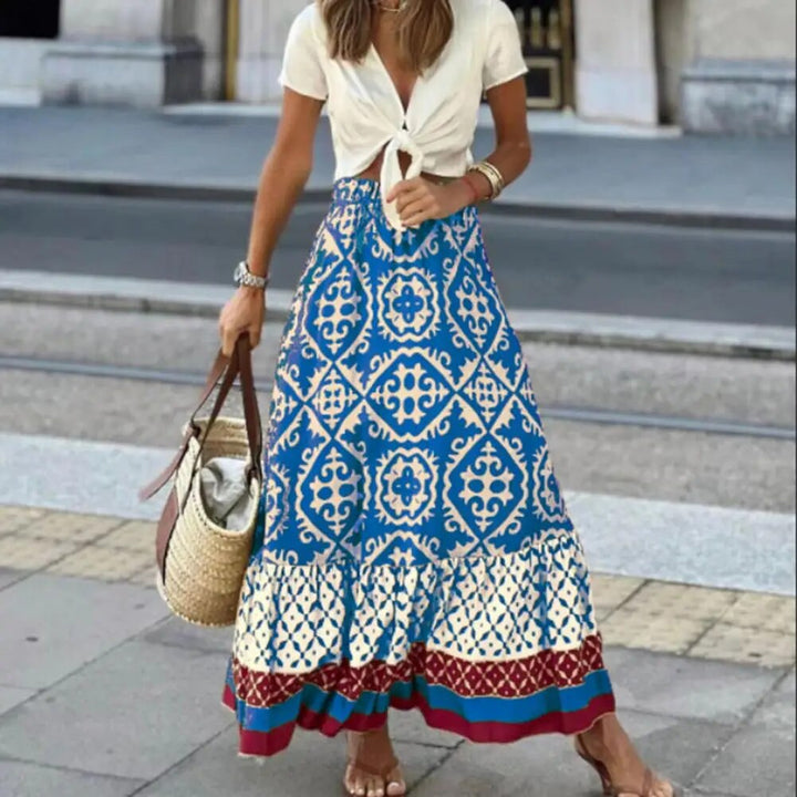 Jupe d'été femme taille haute - Maxi