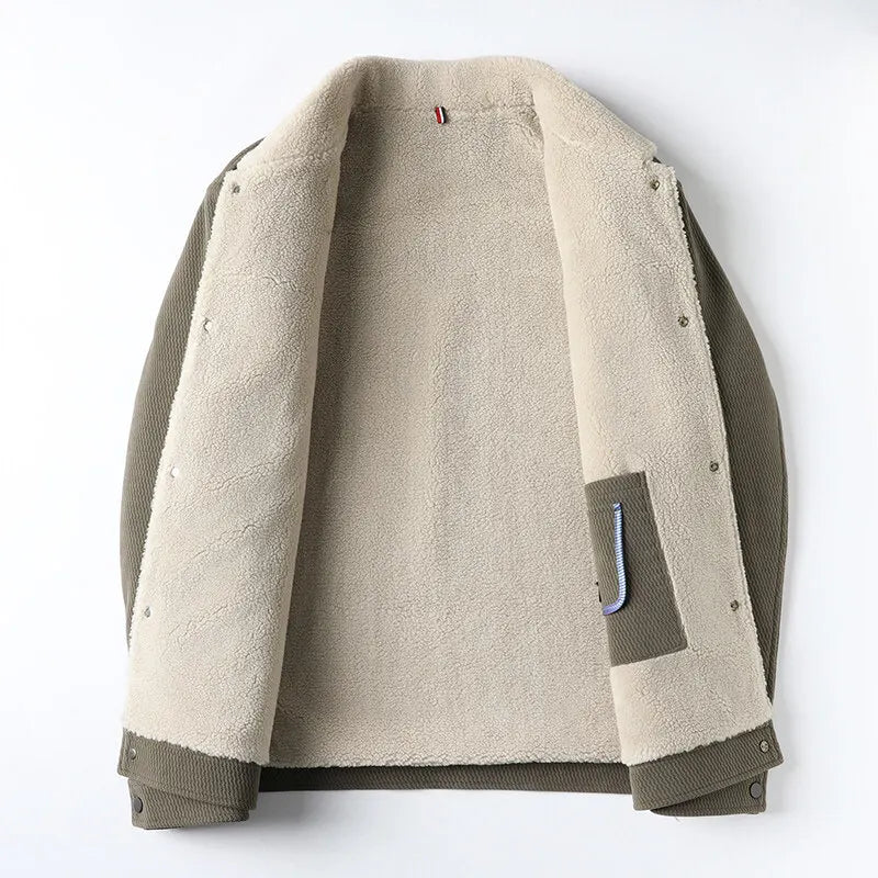 Veste à col en polaire pour hommes - Olivier