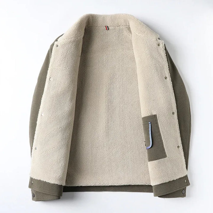 Veste à col en polaire pour hommes - Olivier