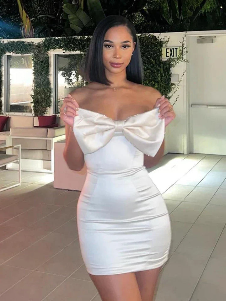 Ezra - Robe bustier en satin avec nœud