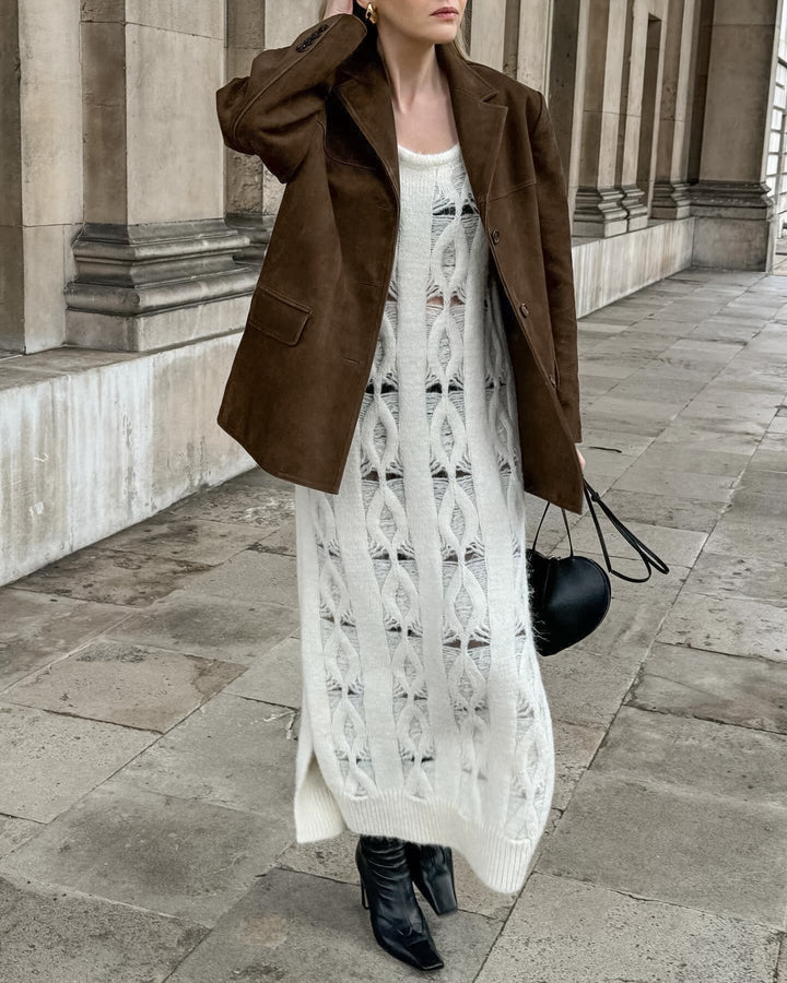 Veste ample en daim avec revers en velours rétro - Loise
