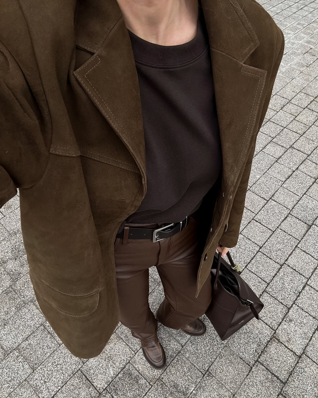 Veste ample en daim avec revers en velours rétro - Loise