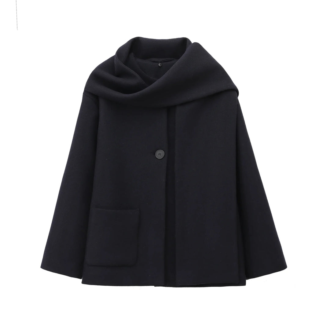 Manteau pour femme de style français avec col enveloppant - Nèora