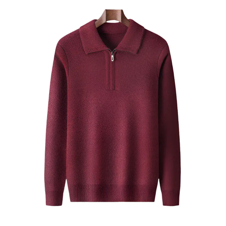 Pull tricoté à demi-fermeture éclair pour hommes - Lauro