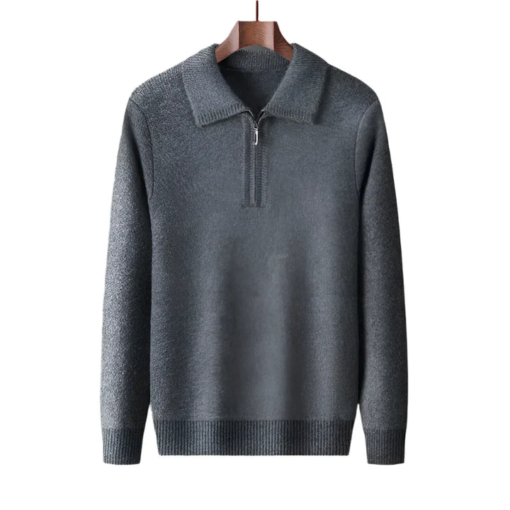 Pull tricoté à demi-fermeture éclair pour hommes - Lauro