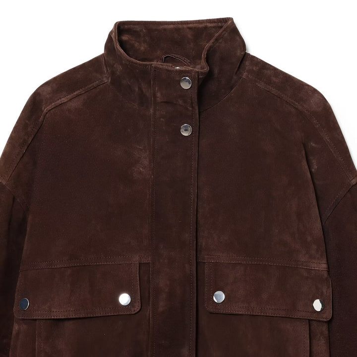 Veste en daim pour femme avec poches sur le devant - Mireane