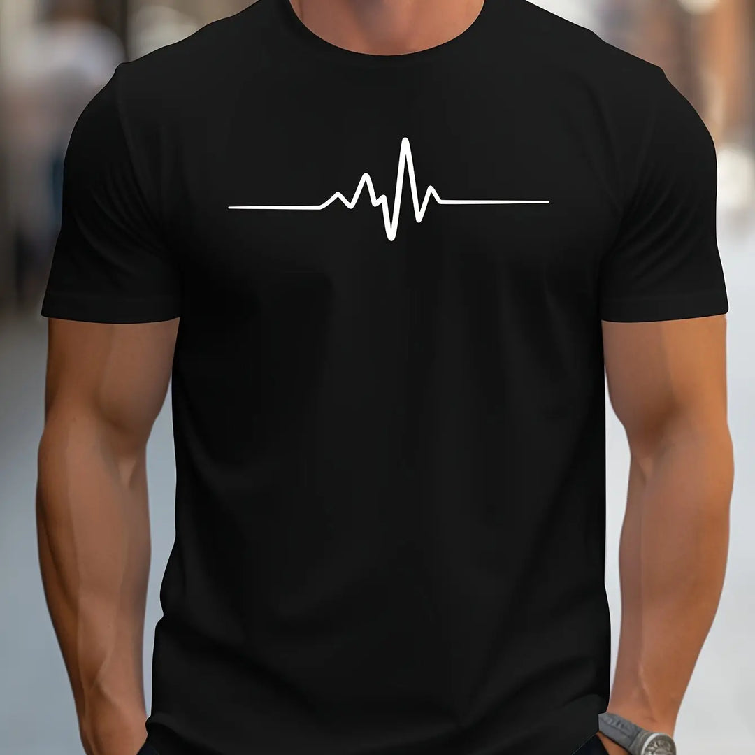 T-shirt homme slim-fit à manches courtes avec impression de battements de cœur