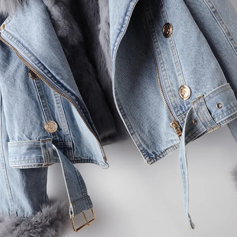 Veste en jean avec passepoils pour femme - Serene