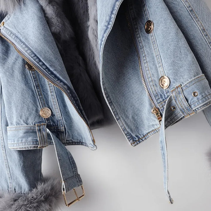 Veste en jean avec passepoils pour femme - Serene