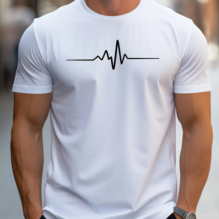 T-shirt homme slim-fit à manches courtes avec impression de battements de cœur