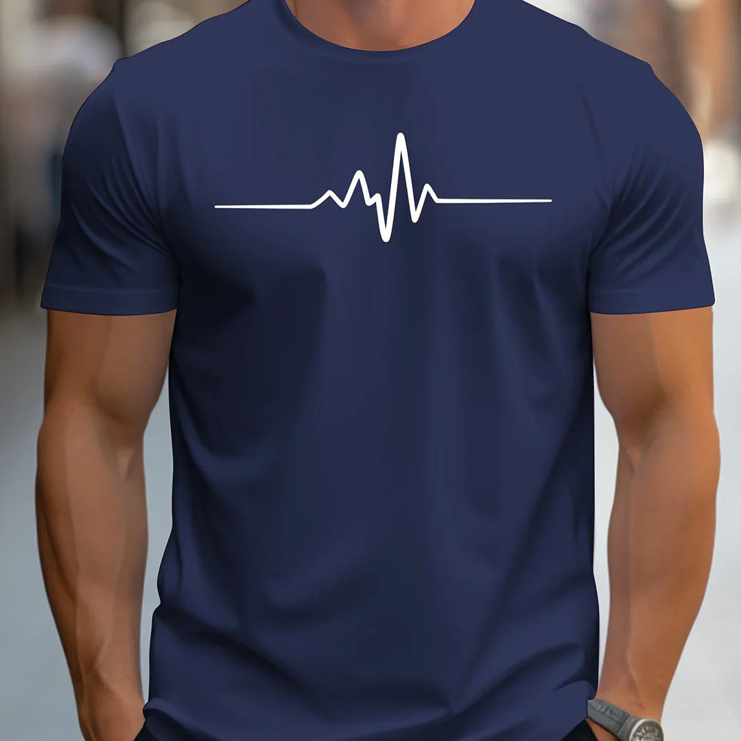 T-shirt homme slim-fit à manches courtes avec impression de battements de cœur