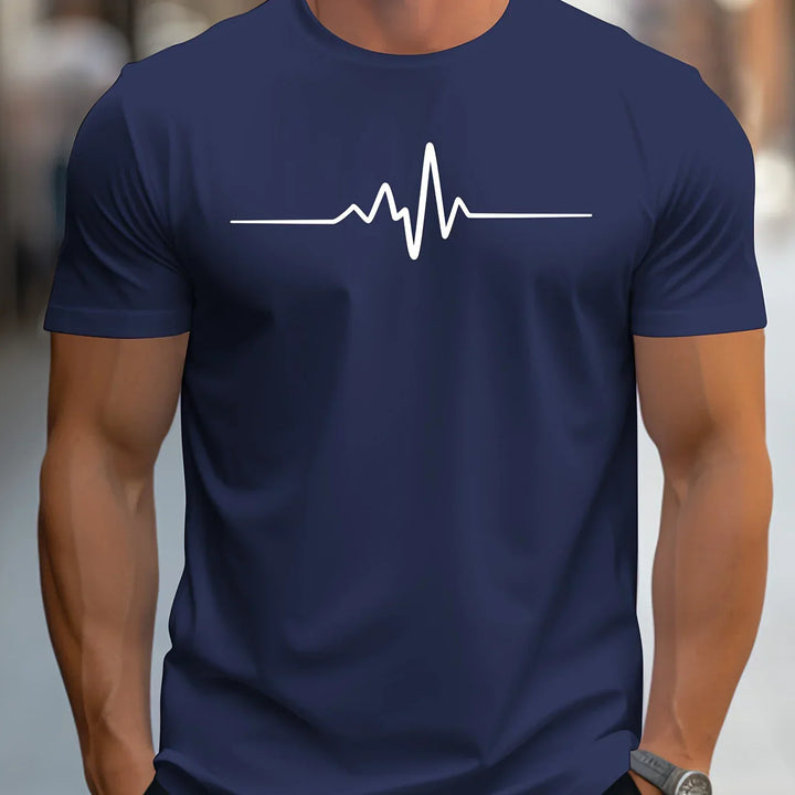T-shirt homme slim-fit à manches courtes avec impression de battements de cœur