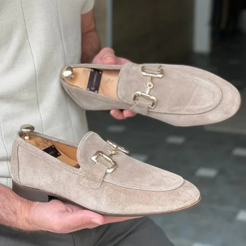 Lorenzo - Mocassins en daim avec boucle en métal