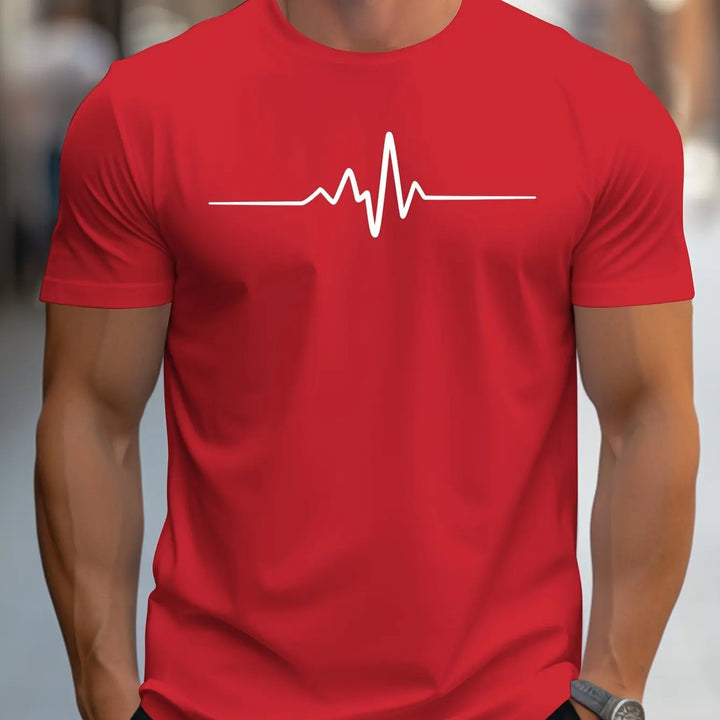 T-shirt homme slim-fit à manches courtes avec impression de battements de cœur