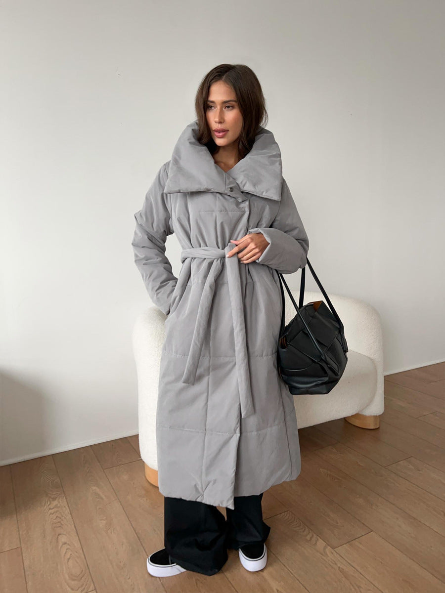 Donia - Manteau Long Hiver à Large Col Élégant