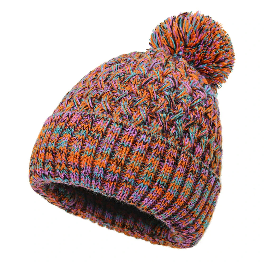 Bonnet tricoté à une couche pour femmes avec pompon - Kireva