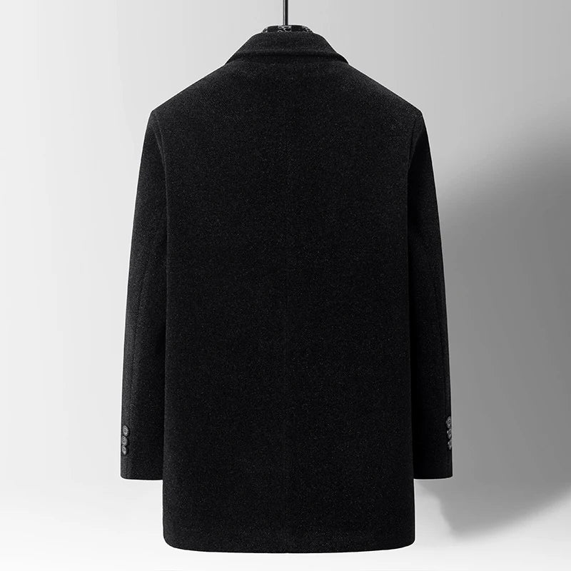 Manteau en laine pour homme, doublé de fourrure synthétique - Saviel