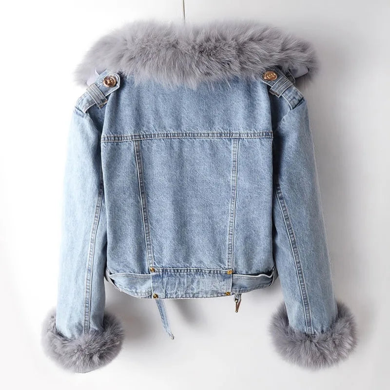Veste en jean avec passepoils pour femme - Serene
