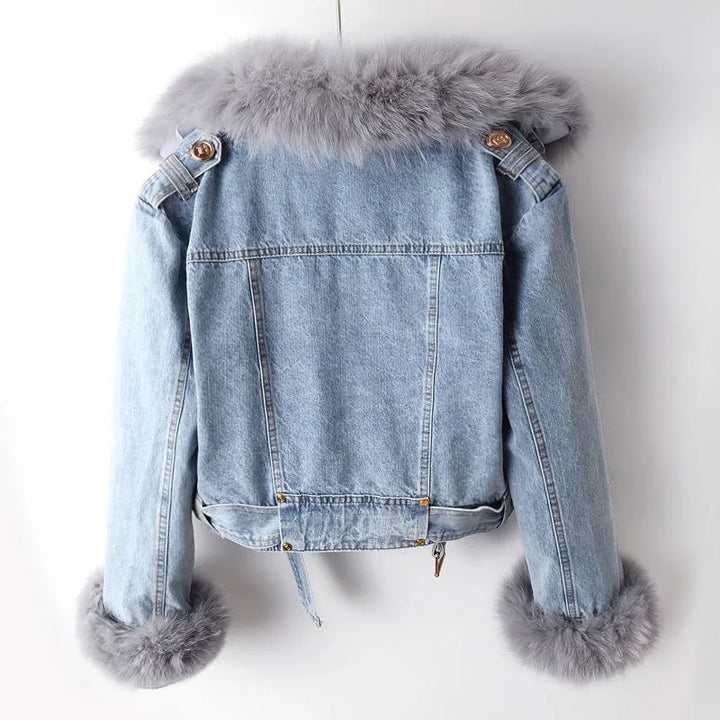 Veste en jean avec passepoils pour femme - Serene
