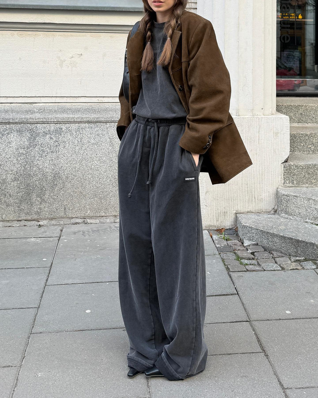 Veste ample en daim avec revers en velours rétro - Loise