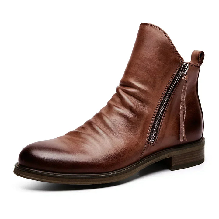 Bottines en cuir pour hommes avec fermeture éclair sur le côté - Alex