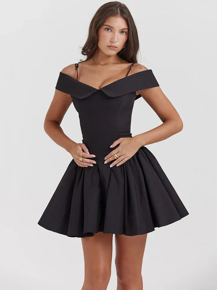 Karli - Robe de soirée flatteuse à épaules tombantes