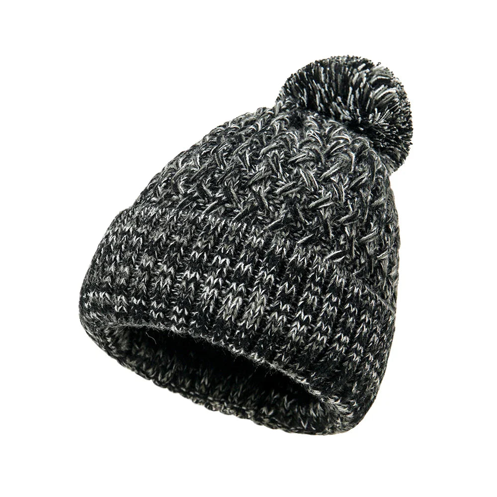Bonnet tricoté à une couche pour femmes avec pompon - Kireva