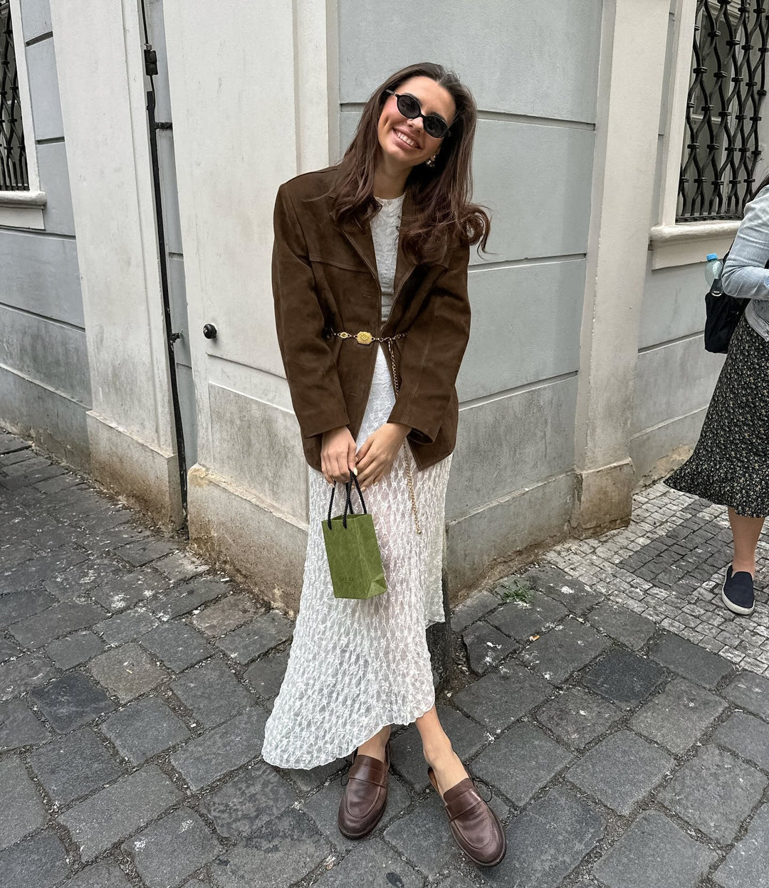 Veste ample en daim avec revers en velours rétro - Loise