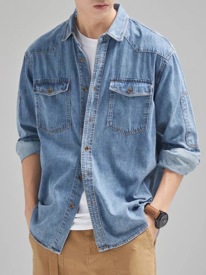 Chemise en jean à manches longues pour hommes, robuste