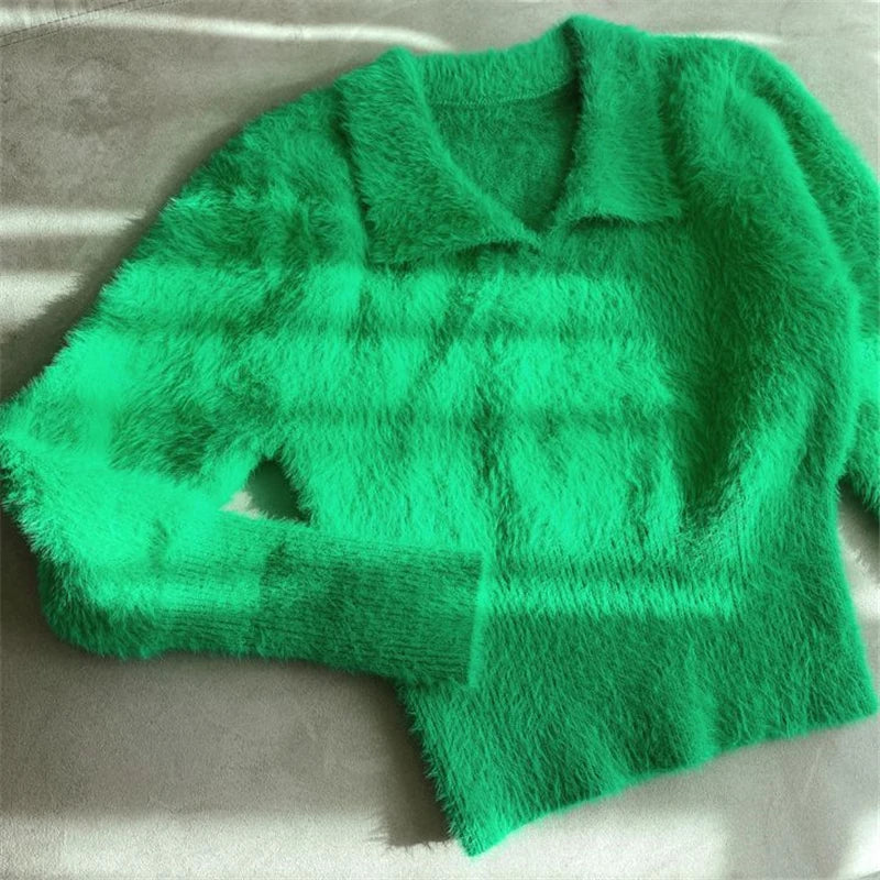 Lore - Pull en peluche avec col et manches longues