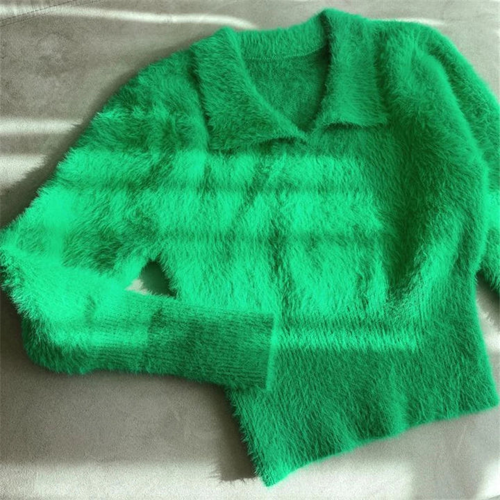 Lore - Pull en peluche avec col et manches longues