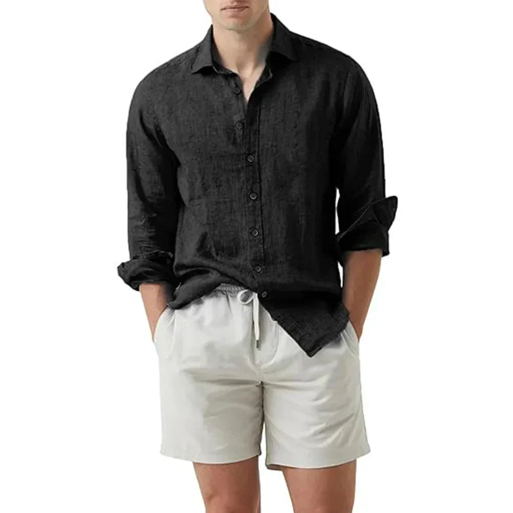 Chemise d'été pour hommes en lin et coton