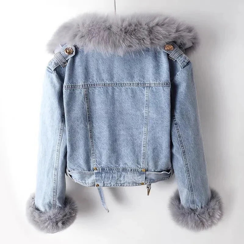 Giara - Veste en Denim Doublée de Fourrure