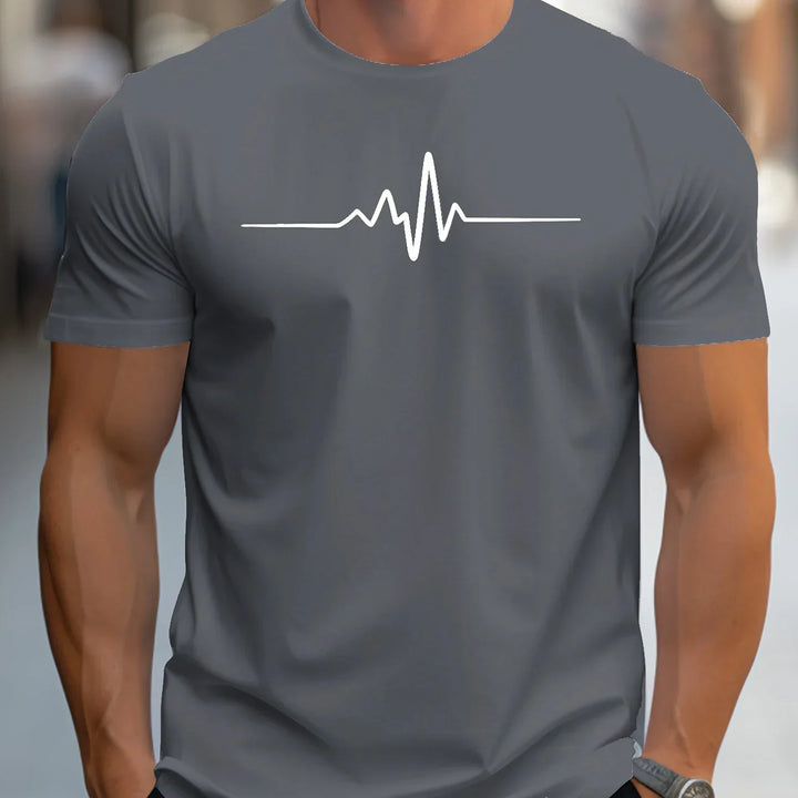 T-shirt homme slim-fit à manches courtes avec impression de battements de cœur