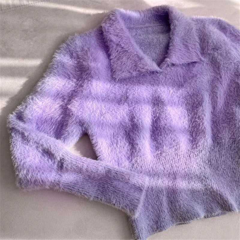 Lore - Pull en peluche avec col et manches longues