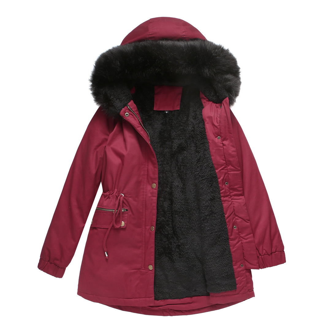 Sara - Manteau Parka Femme Mi-long avec Col en Fourrure Chic