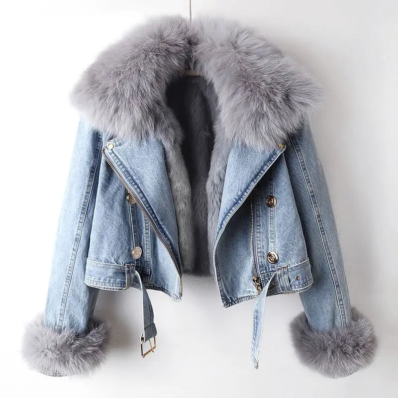 Veste en jean avec passepoils pour femme - Serene