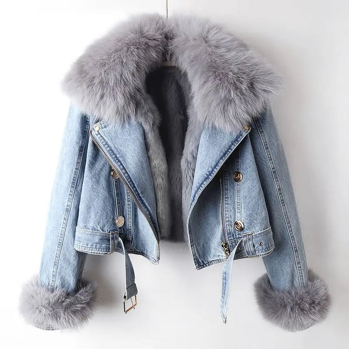 Veste en jean avec passepoils pour femme - Serene