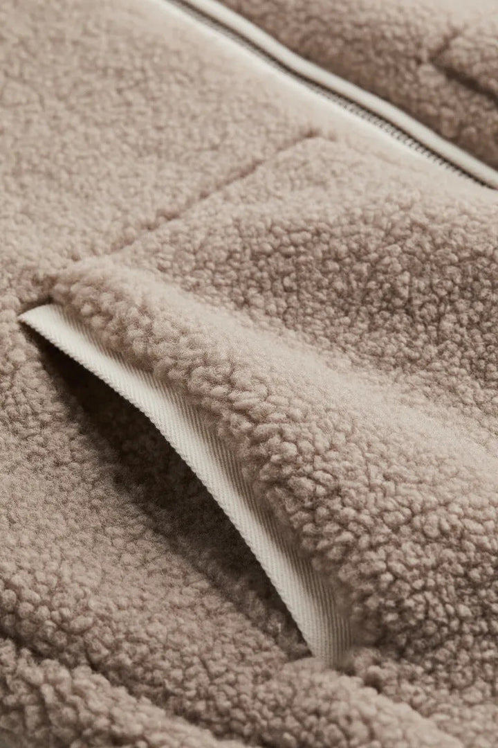 Manteau en peluche à fermeture ample sur le devant pour femmes, avec revers structuré - Eirene