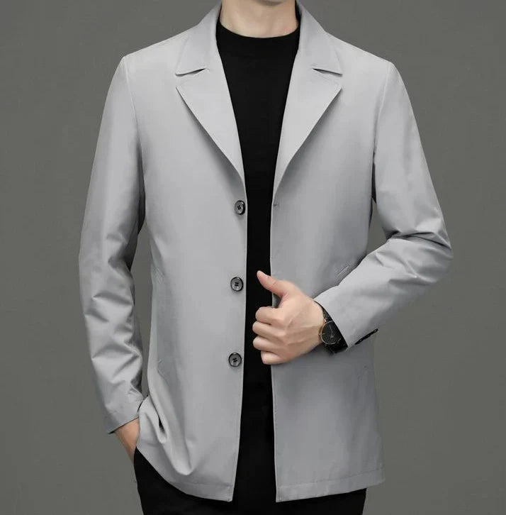 Manteau léger à revers pour hommes en gris - Noah