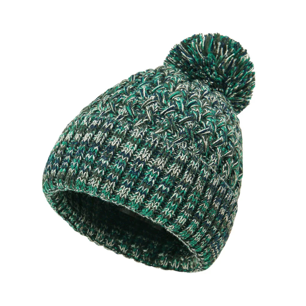 Bonnet tricoté à une couche pour femmes avec pompon - Kireva