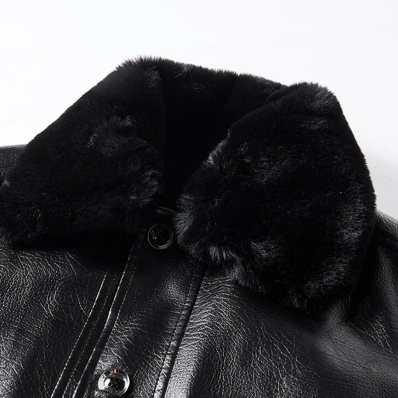Veste en cuir végétalien avec col - Liam
