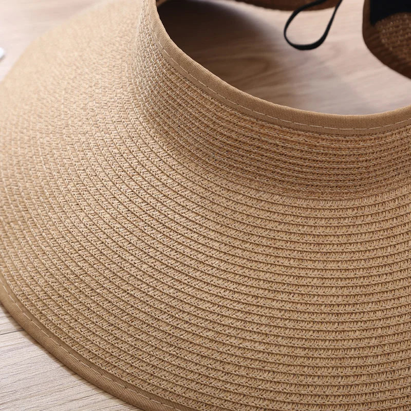 Chapeau de paille d'été pour femme mode pliable