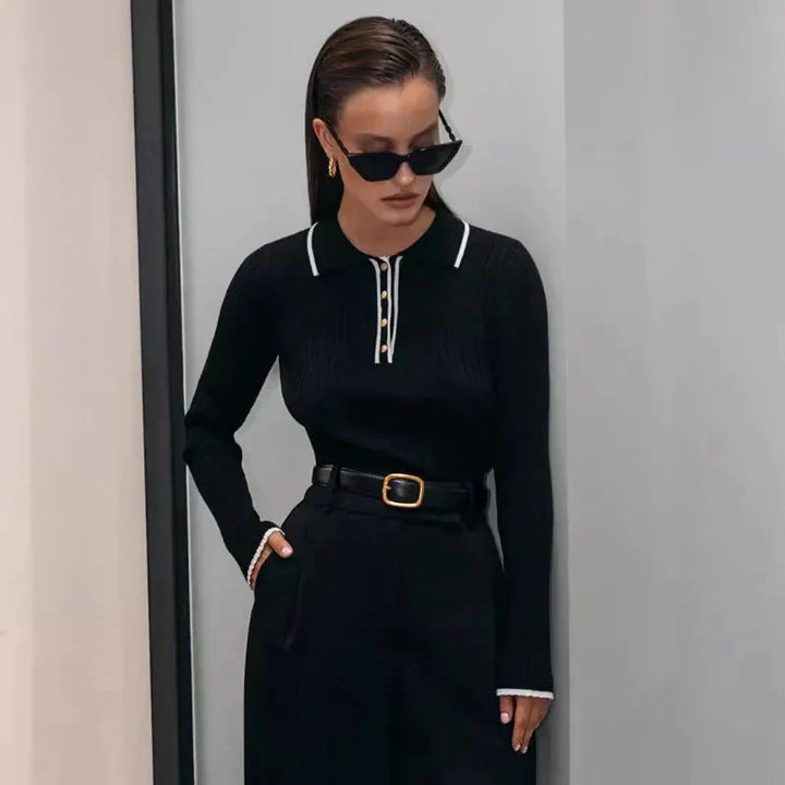 Pull en maille fine à col classique pour femme - Évanie