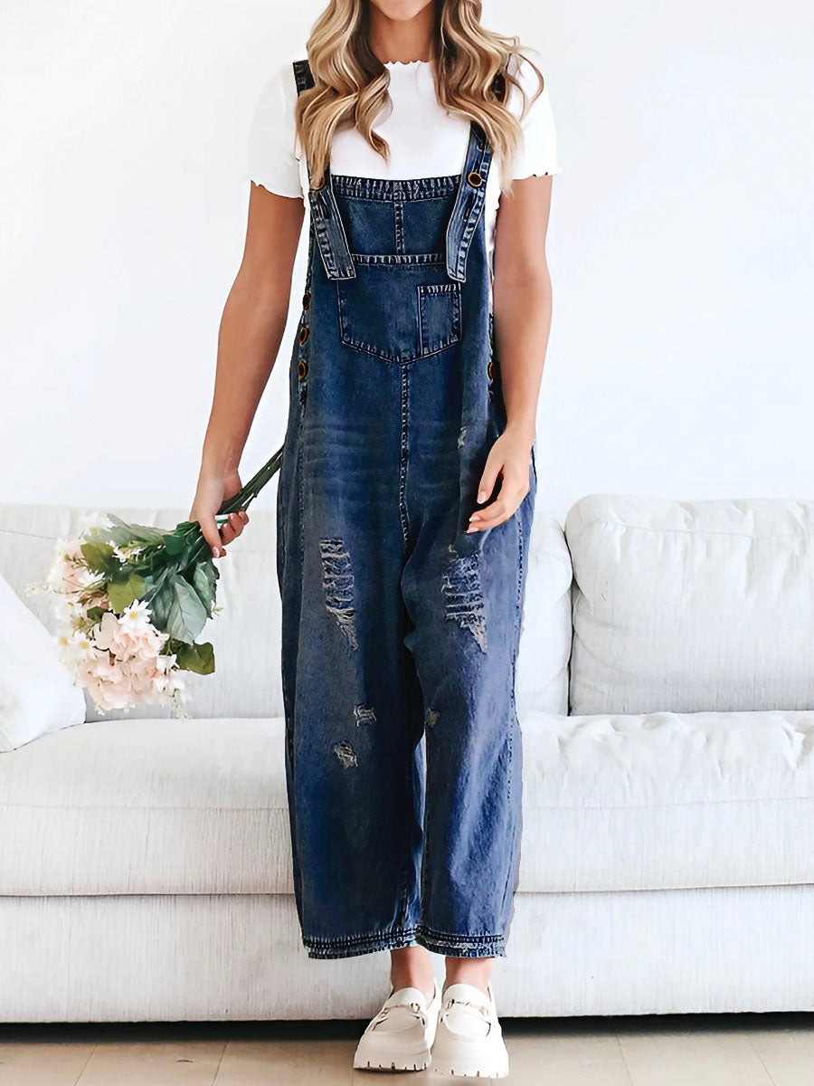 Coupe décontractée, combinaison en jean look used - Jenna
