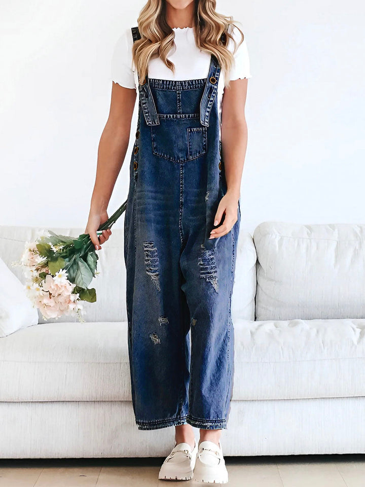 Coupe décontractée, combinaison en jean look used - Jenna
