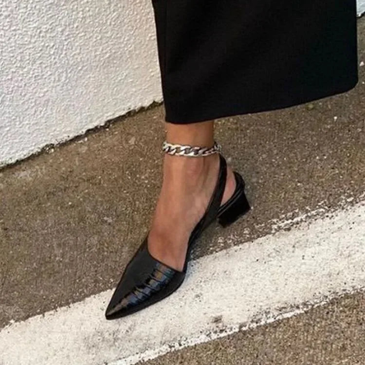 Zarrah - Escarpins à talon bloc pour femme avec motif crocodile